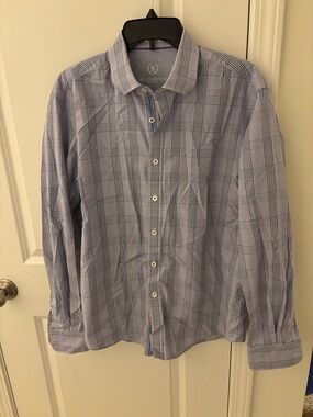 Bugatchi Light Blue Lavender Plaid Dress Shirt
